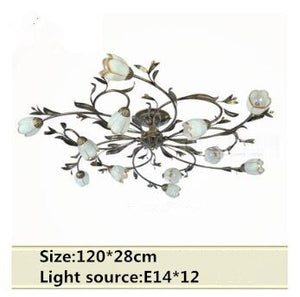 New American style simple and elegant room hall living room bedroom study room artistic flower and iron ceiling lamp