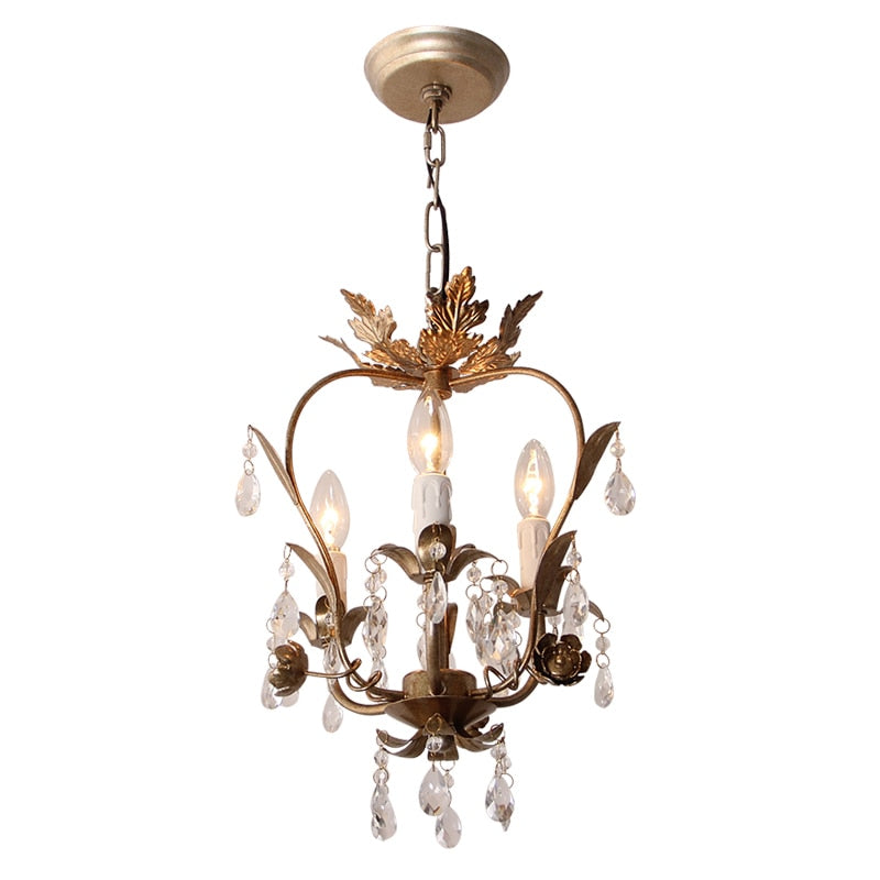 American Elegant Crystal Chandelier E14 Modern Hanging Light 3 Lamp Suspension Fixture Lighting For Living Room Bedroom PL595