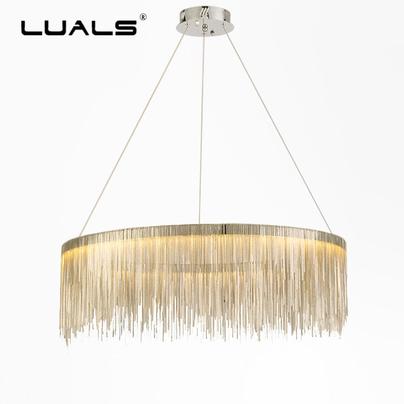 Luxurious Post-Modern Pendant Lamp Elegant Tassel Chain Art Hanging Lights Interior Designer Pendant Light LED Art Deco Lighting