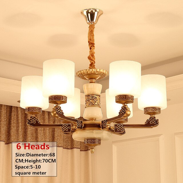 New Chinese Classical Antique Copper LED Chandelier Lliving Room Dining Room LED lamp Indoor Elegant Hotel Room Hanging Lamps