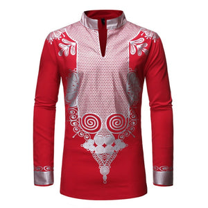Black African Dashiki Print Shirt Men 2021 Fashion Hip Hop Streetwear Afrian Clothes Men Slim Fit Long Sleeve Shirt Male Chemise