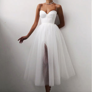 Summer Sexy Halter Off Shoulder Party Dress Women Elegant Spaghetti Strap Spliced Mesh Dresses Ladies Ballet Clothing Vestidos