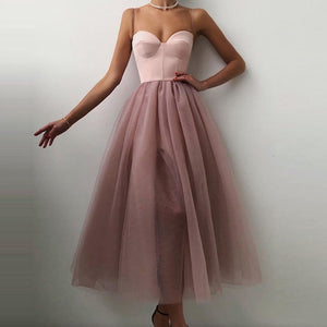 Summer Sexy Halter Off Shoulder Party Dress Women Elegant Spaghetti Strap Spliced Mesh Dresses Ladies Ballet Clothing Vestidos