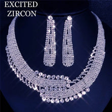 Load image into Gallery viewer, Women&#39;s Exquisite Jewelry Se. Jewelry Zircon Rhinestone Stud Earrings and Necklace Gift
