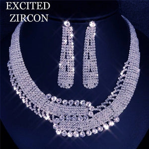 Women's Exquisite Jewelry Se. Jewelry Zircon Rhinestone Stud Earrings and Necklace Gift