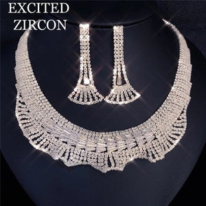 Women's Exquisite Jewelry Se. Jewelry Zircon Rhinestone Stud Earrings and Necklace Gift