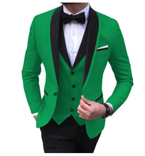 Load image into Gallery viewer, Blue Slit Mens Suits 3 Piece Black Shawl Lapel Casual Tuxedos for Wedding Groomsmen Suits Men 2020 (Blazer+Vest+Pant)
