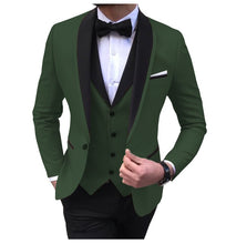 Load image into Gallery viewer, Blue Slit Mens Suits 3 Piece Black Shawl Lapel Casual Tuxedos for Wedding Groomsmen Suits Men 2020 (Blazer+Vest+Pant)
