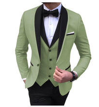 Load image into Gallery viewer, Blue Slit Mens Suits 3 Piece Black Shawl Lapel Casual Tuxedos for Wedding Groomsmen Suits Men 2020 (Blazer+Vest+Pant)
