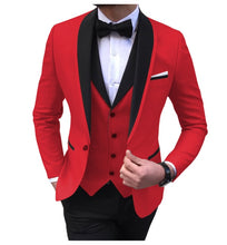 Load image into Gallery viewer, Blue Slit Mens Suits 3 Piece Black Shawl Lapel Casual Tuxedos for Wedding Groomsmen Suits Men 2020 (Blazer+Vest+Pant)
