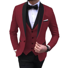 Load image into Gallery viewer, Blue Slit Mens Suits 3 Piece Black Shawl Lapel Casual Tuxedos for Wedding Groomsmen Suits Men 2020 (Blazer+Vest+Pant)

