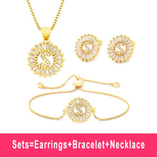 Load image into Gallery viewer, Hot Sale 26 Letters Jewelry Sets Necklace+Earrings+Bracelet For Women Initial Alphabet Charm Copper Zircon Party Wedding Gift
