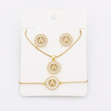 Load image into Gallery viewer, Hot Sale 26 Letters Jewelry Sets Necklace+Earrings+Bracelet For Women Initial Alphabet Charm Copper Zircon Party Wedding Gift
