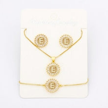 Load image into Gallery viewer, Hot Sale 26 Letters Jewelry Sets Necklace+Earrings+Bracelet For Women Initial Alphabet Charm Copper Zircon Party Wedding Gift
