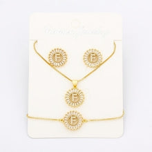 Load image into Gallery viewer, Hot Sale 26 Letters Jewelry Sets Necklace+Earrings+Bracelet For Women Initial Alphabet Charm Copper Zircon Party Wedding Gift
