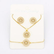 Load image into Gallery viewer, Hot Sale 26 Letters Jewelry Sets Necklace+Earrings+Bracelet For Women Initial Alphabet Charm Copper Zircon Party Wedding Gift
