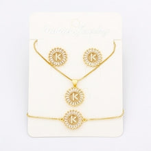 Load image into Gallery viewer, Hot Sale 26 Letters Jewelry Sets Necklace+Earrings+Bracelet For Women Initial Alphabet Charm Copper Zircon Party Wedding Gift

