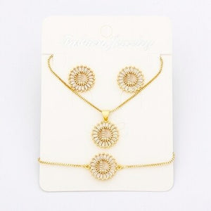 Hot Sale 26 Letters Jewelry Sets Necklace+Earrings+Bracelet For Women Initial Alphabet Charm Copper Zircon Party Wedding Gift