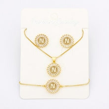 Load image into Gallery viewer, Hot Sale 26 Letters Jewelry Sets Necklace+Earrings+Bracelet For Women Initial Alphabet Charm Copper Zircon Party Wedding Gift

