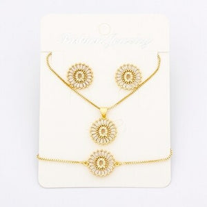 Hot Sale 26 Letters Jewelry Sets Necklace+Earrings+Bracelet For Women Initial Alphabet Charm Copper Zircon Party Wedding Gift