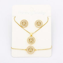 Load image into Gallery viewer, Hot Sale 26 Letters Jewelry Sets Necklace+Earrings+Bracelet For Women Initial Alphabet Charm Copper Zircon Party Wedding Gift
