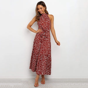 Summer Long Dress Polka Dot Casual Dresses Black Sexy Halter Strapless New 2021 Yellow Sundress Vacation Clothes For Women