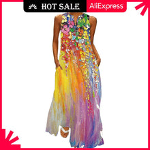 Load image into Gallery viewer, MOVOKAKA Summer Long Dress 2021 Elegant Robe Dress Party Sleeveless Dresses Women Casual Sundress Vintage Maxi Dresses For Women
