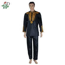 Load image into Gallery viewer, H&amp;D Dashiki Mens Top Pant 2 Pieces Outfit Set African Men Clothes 2021 Riche African Clothing For Men Dashiki Shirt With Trouser
