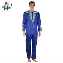 Load image into Gallery viewer, H&amp;D Dashiki Mens Top Pant 2 Pieces Outfit Set African Men Clothes 2021 Riche African Clothing For Men Dashiki Shirt With Trouser
