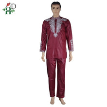 Load image into Gallery viewer, H&amp;D Dashiki Mens Top Pant 2 Pieces Outfit Set African Men Clothes 2021 Riche African Clothing For Men Dashiki Shirt With Trouser
