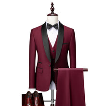 Load image into Gallery viewer, Men Skinny 3 Pieces Set Formal Slim Fit Tuxedo Prom Suit / Male Groom Wedding Blazers High Quality Dress Jacket Coat Pants Vest
