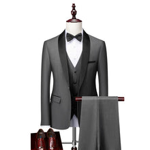 Load image into Gallery viewer, Men Skinny 3 Pieces Set Formal Slim Fit Tuxedo Prom Suit / Male Groom Wedding Blazers High Quality Dress Jacket Coat Pants Vest
