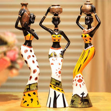 Load image into Gallery viewer, 3pcs/set African Women Figurines Resin Craft Tribal Lady Statue Exotic Doll Candle Holder Gift Home Decoration Sculptures
