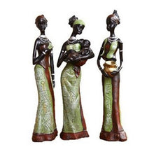 Load image into Gallery viewer, 3pcs/set African Women Figurines Resin Craft Tribal Lady Statue Exotic Doll Candle Holder Gift Home Decoration Sculptures
