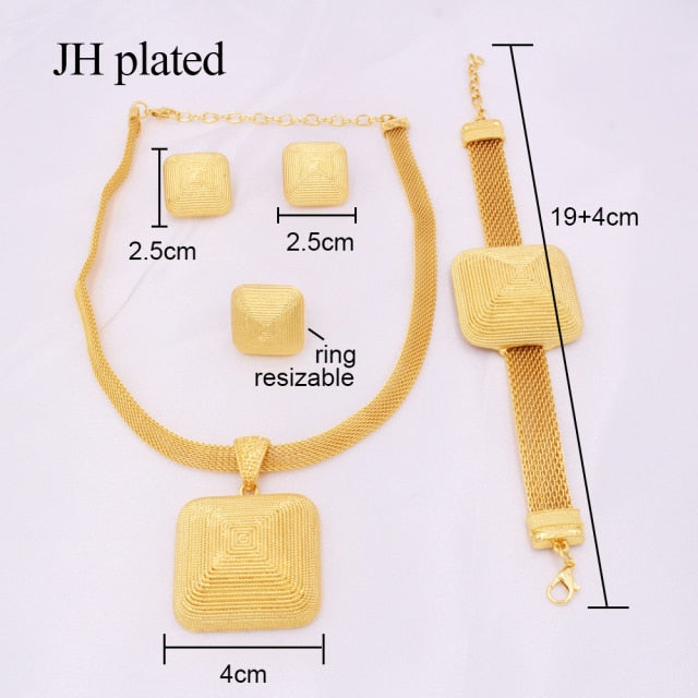Dubai 24K gold plated Jewelry sets for women African bridal Wedding gifts party Necklace earrings ring bracelet jewellery set