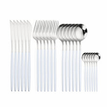 Load image into Gallery viewer, 24pcs Gold Tableware Set 18/10 Stainless Steel Dinnerware Set Knife Fork Spoon Flatware Set Dishwasher Safe Cutlery Set Gift Box
