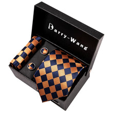 Load image into Gallery viewer, Gold Men Tie Paisley Silk Tie Pocket Square Gift Box Set Barry.Wang Luxury Designer Neck Tie For Men Male Gravat BB-5150
