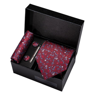 Gold Men Tie Paisley Silk Tie Pocket Square Gift Box Set Barry.Wang Luxury Designer Neck Tie For Men Male Gravat BB-5150