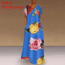 Load image into Gallery viewer, Long Printed Maxi Dress 2021 Casual Women&#39;s Summer Sundress VONDA Bohemian Female Printed Robe Short Sleeve Vestidos
