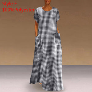 Long Printed Maxi Dress 2021 Casual Women's Summer Sundress VONDA Bohemian Female Printed Robe Short Sleeve Vestidos