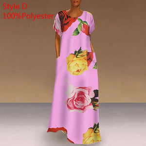 Long Printed Maxi Dress 2021 Casual Women's Summer Sundress VONDA Bohemian Female Printed Robe Short Sleeve Vestidos