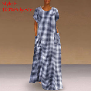 Long Printed Maxi Dress 2021 Casual Women's Summer Sundress VONDA Bohemian Female Printed Robe Short Sleeve Vestidos