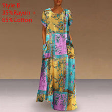 Load image into Gallery viewer, Long Printed Maxi Dress 2021 Casual Women&#39;s Summer Sundress VONDA Bohemian Female Printed Robe Short Sleeve Vestidos
