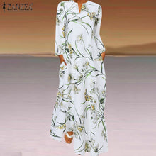 Load image into Gallery viewer, Spring Women&#39;s Sundress Bohemian Floral Long Dress ZANZEA 2021 Casual Long Sleeve Party Holiday Vestidos Kaftan Robe Dresses
