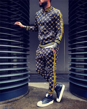Load image into Gallery viewer, 2021 New gyms Men&#39;s Sets 2 Pieces Sets Tracksuit Men&#39;s Jackets+Pants suit Sportwear Gentlemen Plaid Mens Sports Suit men Clothes
