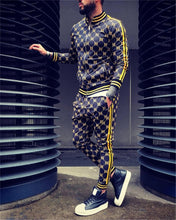 Load image into Gallery viewer, 2021 New gyms Men&#39;s Sets 2 Pieces Sets Tracksuit Men&#39;s Jackets+Pants suit Sportwear Gentlemen Plaid Mens Sports Suit men Clothes
