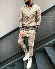 Load image into Gallery viewer, 2021 New gyms Men&#39;s Sets 2 Pieces Sets Tracksuit Men&#39;s Jackets+Pants suit Sportwear Gentlemen Plaid Mens Sports Suit men Clothes
