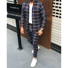 Load image into Gallery viewer, 2021 New gyms Men&#39;s Sets 2 Pieces Sets Tracksuit Men&#39;s Jackets+Pants suit Sportwear Gentlemen Plaid Mens Sports Suit men Clothes
