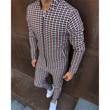 Load image into Gallery viewer, 2021 New gyms Men&#39;s Sets 2 Pieces Sets Tracksuit Men&#39;s Jackets+Pants suit Sportwear Gentlemen Plaid Mens Sports Suit men Clothes
