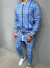 Load image into Gallery viewer, 2021 New gyms Men&#39;s Sets 2 Pieces Sets Tracksuit Men&#39;s Jackets+Pants suit Sportwear Gentlemen Plaid Mens Sports Suit men Clothes
